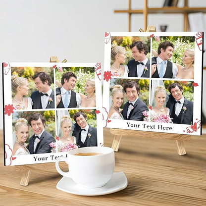 Custom Photo Frame with Stand, Personalized Picture Display, MDF and Wood Construction, Desktop Decor, Multiple Designs, Customizable Gift for Family and Friends