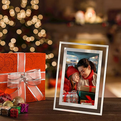 4x6 Picture Frames Set of 2, Desktop Clear Glass Photo Frame Horizontal or Vertical Display for Landscape, Portrait, Wedding, Pet Photos