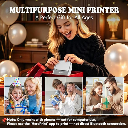 iDPRT S1 Portable Sticker Printer, Mini Thermal Printer with 1 Roll Paper, Bluetooth Inkless Printpods, Pocket Label Maker Suitable for Study Notes, Graphics, Students, Kids Gift, Free App, Grey
