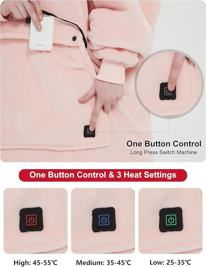 KFUBUO Heated Electric Wearable Blanket Throw Battery Operated Portable USB Cordless Outdoor Hoodie Sweatshirt