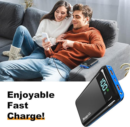 Portable Charger Power Bank 52800mAh Powerbank PD 30W and QC 4.0 Fast Charging Built-in Bright Flashlight LED Display 2 USB 1Type-C Output External Battery Pack for iPhone,Samsung