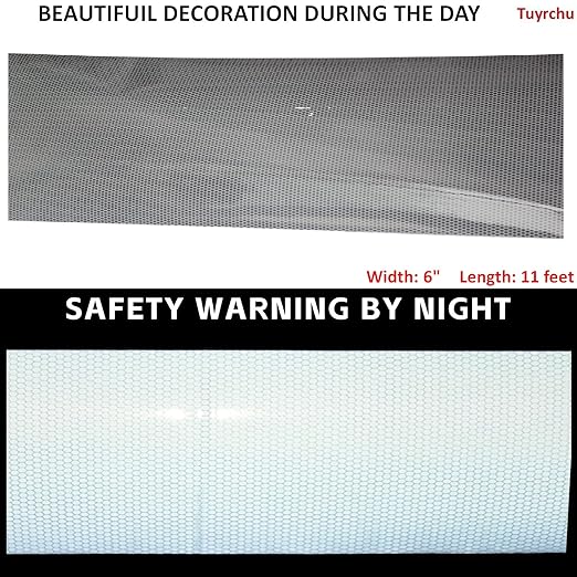 Non Fading Silver Reflective Tape 6 inch Wide, Outdoor Waterproof Safety Adhesive Stickers, High Visibility Industrial Marking Tape (11 feet)