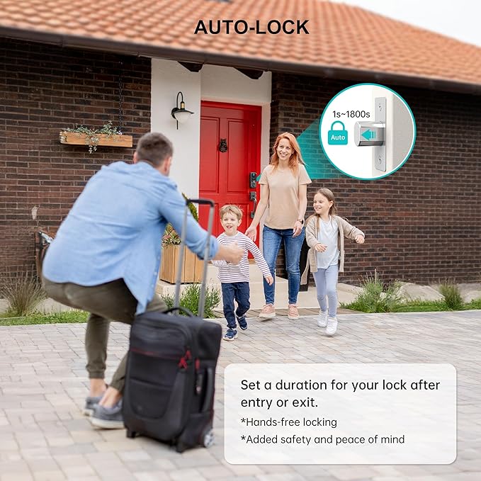 Keyless Entry Wi-Fi Smart Lock: Hornbill Fingerprint Lock for Exterior Doors, Biometric Smart Deadbolt Locks for Front Door, Keypad Deadbolt with Auto-Lock for Rentals Home, Matte Black