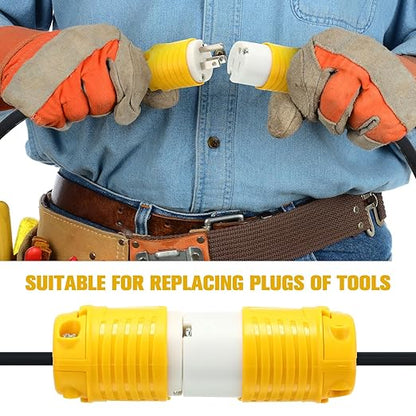 Sherr 16 Pcs Extension Cord Ends 15A 125V 2 Pole 3 Wire Heavy Duty Replacement Male Plug Female Connector Set 5-15P 5-15R Straight Blade Plug Grounding Type/ETL Listed (Male)