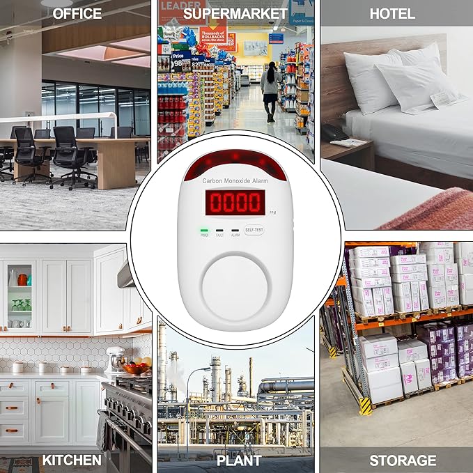 Carbon Monoxide Detector Plug in - Hembisen Portable Carbon Monoxide Detector for Travel,Plug in CO Detector with Digital Display for Apartment/Home/Kitchen,Easy to Read & Install