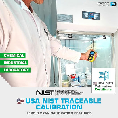 Nitric Oxide Detector by Forensics | USA NIST Calibrated & Certificate | USB Recharge | Adjustable Sound, Light & Vibration Alarms | 0-250ppm NO |