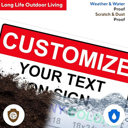 Custom Signs for Outside - Personalized Metal Signs for Outdoors, Home, Airbnb, Office, 8x12 Inch Custom Metal Sign Rust Free, UV Protected, Waterproof and Easy to Install - Made in USA