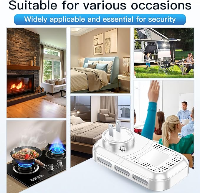 2Pack 5IN1 Plug in Smoke & Carbon Monoxide Detector & Combustible Natural Gas Combination Builti-in Backup Battery HD Screen [Smoke Gas CO Temp Humidity Sensor] for Home Hotel Travel (White)