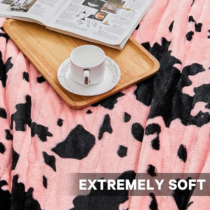 Cow Print Electric Heated Blanket Queen Size,84X90 Light Pink Heating Blanket Queen with Dual Control&Timer&10 Heat Levels,Highland Cow Decor Sherpa Blankets Warmer Gifts for Bed Women Adults