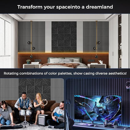 6 Pack 2-Layer Fold Soundproof Wall Panels, 24 x 12 x 0.43 in Large Sound Proof Foam Panels for Walls, 0.9lb/ft³ High Density, 3D Acoustic Panels,Artistic Noise Dampening Panels White&Black