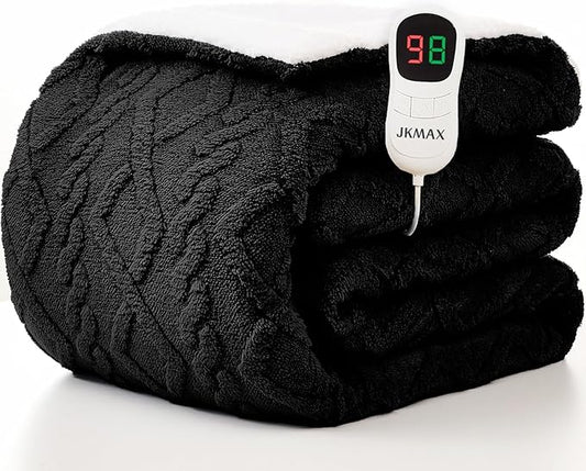 Heated Electric Blanket Full Size-72"x84" Heating Blanket with 10 Heating Levels & 5 Time Settings Over-Heat Protection，Winter Warmer for Adults with ETL Certification（Black）