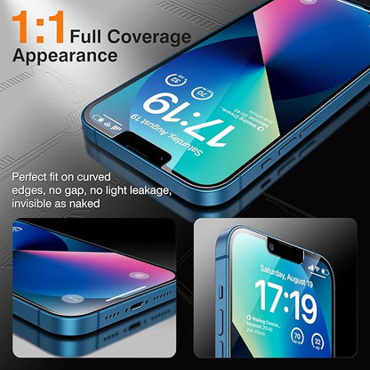 EZ-GLAZ-4+2 Pack for iPhone 13 Privacy Screen Protector[6.1 inches] With Camera Lens Protector, [Drop Protection] 9H Hardness Full Coverage Anti-Spy Tempered Glass Film, Easy to install