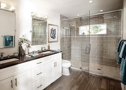Hinkley Latitude Large Four Light Bath Vanity - Modern, Inside Etched Clear Glass Panel, Bulbs Included - Chrome Finish