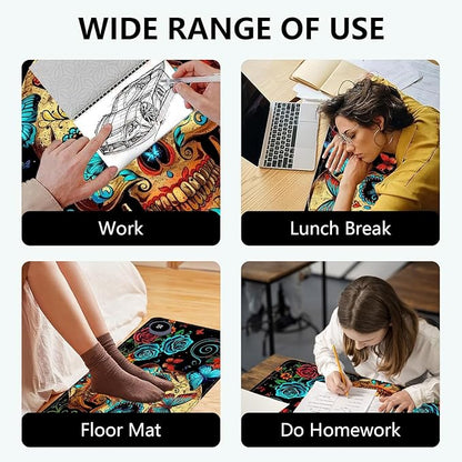 Heated Mouse Pad with 3 Levels Heated & 3 Hours Auto Shut-Off Mouse Pad for Warming Hands in Office Home, 23.6" x 14.2"Large Safe Desk Mat Hand Warmer，Skull Butterfly Blue Rose