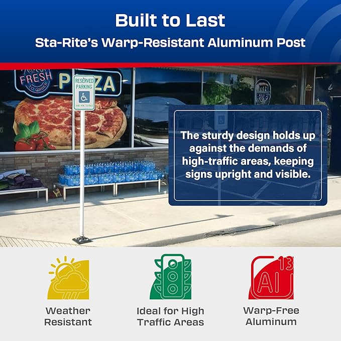 Impact Recovery - Sta-Rite Flexible Sign Post - Sign Holder - Handicap Parking Signs - Made in the USA - 102” Van Accessible Signage