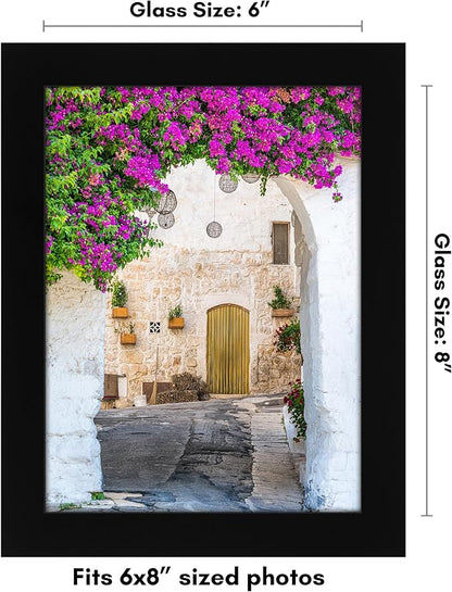 Americanflat 6x8 Picture Frame with Shatter-Resistant Glass - Signature Collection - Gallery-Style Frames Made of Engineered Wood - Photo Frame for Tabletop and Wall Display - Black