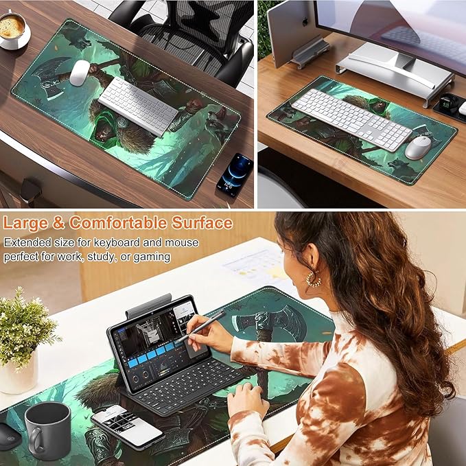 Small Heated Desk Pad 23.6" x 14.2" – Compact Electric Mouse Pad with 3 Heating Levels, Auto Shut-Off, Waterproof PU Surface, Plug-in Warmer for Office or Home Use, Wild Hunter