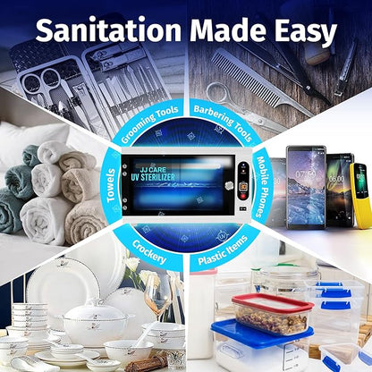 JJ CARE UV Sterilizer 8 Liter Capacity, UV Light 99% Sterilization Killing Efficiency, LED Timer UV Sterilizer Cabinet for Salon, Spa, Office and At Home Use, Professional Tabletop UV Sterilizer,