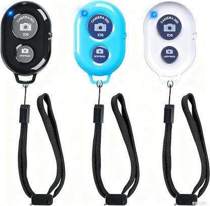 Wireless Remote Shutter for Cellphones and Tablets (3 Pack), AOQIYUE Bluetooth Remote for iPhone/Android Camera Control, Selfie Clicker for Photos and Videos - Wrist Strap Included