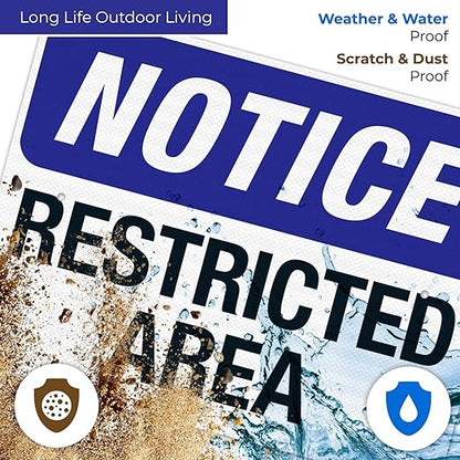 Notice Restricted Area Sign, 18x24 Inches, 3M EGP Reflective .080 Aluminum, Fade Resistant, Made in USA