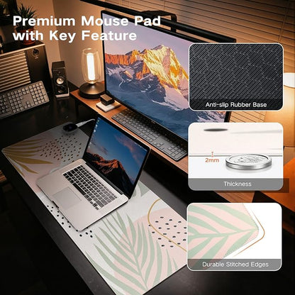 iCasso Heated Mouse Pad, XL Big Desk Pad with 4 Heating Levels & 4 Auto Shut-Off Levels for Computer Keyboard, 31.5" x 13" Large Safe Desk Mat Hand Warmer for Home Office Work (Morandi)
