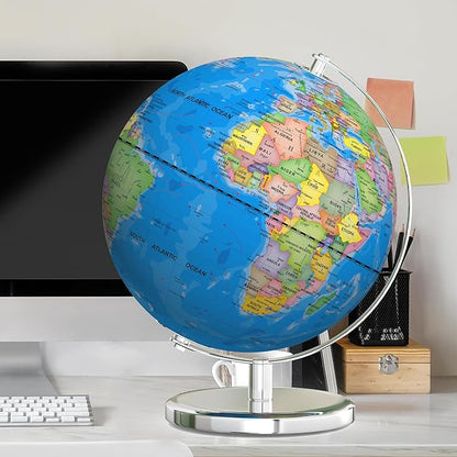 Orionstar 13" Large World Globe with Stand, Educational Globe for Kids Learning, Colorful HD World Map Details, Illuminated Globes Lamp with Stable Heavy Metal Base, LED