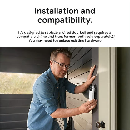 Google Nest Doorbell - (Wired, 2nd Gen) - Wired Video Doorbell Camera - Doorbell Security Camera - Ivy