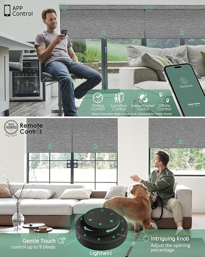 Yoolax Motorized Blinds with Remote, Smart Blinds for Windows Blackout Automatic Shades Compatible with Alexa Remote Control Roller Window Shades with Valance, Custom Size (V-Basalt Stripe)