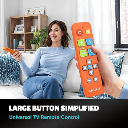 Big Button Universal TV Remote (Orange) Simple Easy to Use, Great for Seniors, Works with Major TV Brands (2xAAA Batteries Not Included)