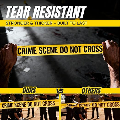 Crime Scene Do Not Cross Tape 12 Pack 3 inch x 1000 feet, Bright Yellow with a Bold Black Print for High Visibility • Tear Resistant Design