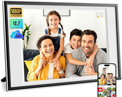 Frameo Digital Picture Frame 12.7'' 64GB Photo Frame, 1440 * 1080P IPS Touch Electronic Picture Frame, Auto-Rotate Tabletop&Wall Mounted,USB&SD Card, Sharing Photos/Videos via Free App from Anywhere