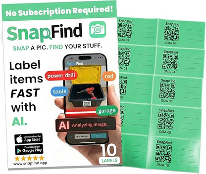 Smart QR Code Labels – AI Auto-Labeling, No Typing! Storage Bins & Moving Containers – iOS & Android App – 10 Stickers (3" x 5") (Green)