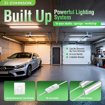 6 Pack 4FT Led Shop Lights,30W 4500LM 3000-6500K Tunable,T8 Tube Light with 6CCT,Milky Cover Linkable Fixture Lights for Workshop,Warehouse,Garage,Shop,Barn