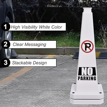 OrangeStar 3-Pack 28" No Parking Cones, Large 4-Sided Traffic Cones with Heavy Rubber Base for Parking Lot Control, Safety, Driveway | Indoor Outdoor Use