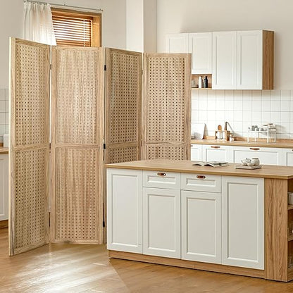 Babion 4 Panel Pegboard Display, Peg Board Room Divider Freestanding Folding Privacy Screens Display Stand for Craft Shows (Natural)