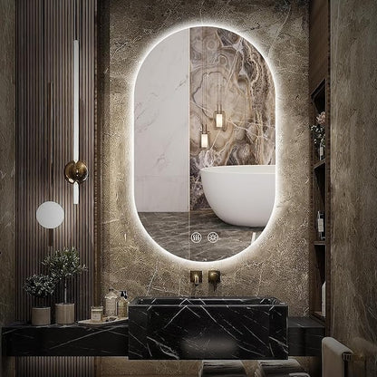 Niccy Oval LED Bathroom Vanity Mirror, 40x24inch Frameless Backlit Mirror with Light, Smart Anti-Fog Mirror with Memory Function Dimmable Lighted Mirror