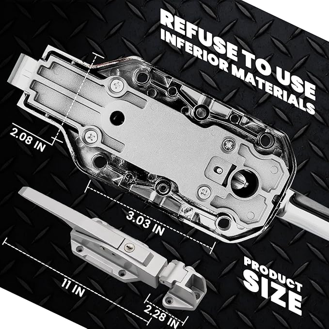 Walk in Cooler Door Handle, Walk in Cooler Door Closer Complete Latch Kit, Freezer Door Handle, Offset -1/8 in to 1/4 in(Flush) and 5.9" Solid Metal Interior Release Handle (Foggy White)