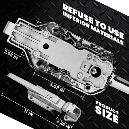 Walk in Cooler Door Handle, Walk in Cooler Door Closer Complete Latch Kit, Freezer Door Handle, Offset -1/8 in to 1/4 in(Flush) and 5.9" Solid Metal Interior Release Handle (Foggy White)