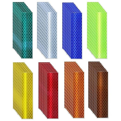 Non Fading Reflective Stickers 1 inch X 4 inch, Outdoor Waterproof High Visibility Warning Safety Adhesive Reflector Tape (80 Pcs)