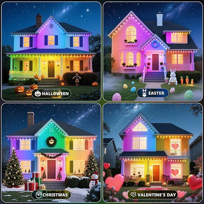 LETIANPAI 40FT Permanent Outdoor Lights,RGB Eaves Light with App Control Remote,DIY Scene Modes IP67 Waterproof Under Eave Lighting,Outdoor Lights for Decor,Garden Decor,House,Party,Holiday