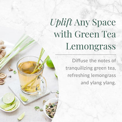Green Tea & Lemongrass Aroma Oil & Diamond Smart Scent Air Machine - Sleek & Efficient Essential Oil Diffuser | Bluetooth App Control | Fresh Cut Pine & Fir | Refreshing Winter Forest Scent | 100mL