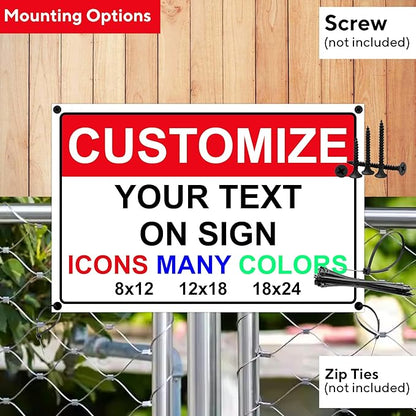 Custom Signs for Outside - Personalized Metal Signs for Outdoors, Home, Airbnb, Office, 18x24 Inch Custom Metal Sign Rust Free, UV Protected, Waterproof and Easy to Install - Made in USA