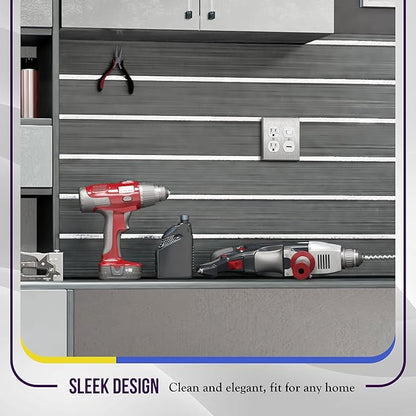 ENERLITES Double Duplex Receptacle Metal Wall Plate, Stainless Steel Socket Outlet Switch Cover, Corrosive Resistant, 2-Gang 4.50" x 4.57", 7722, 430, UL Listed, Silver, Standard Size