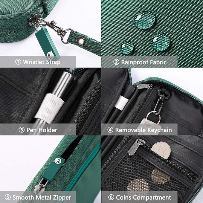 VanFn RFID Travel Passport Wallet, Family Passport Holder, Trip Document Organizer P.Travel Series (Nylon - Green)