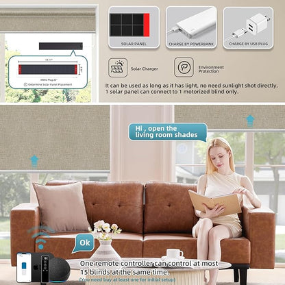 SmartWings Motorized 100% Blackout Shades Blinds, Custom Size, Cordless Window Shades with Rechargeable Battery, Work with Matter/Apple HomeKit, Alexa, Thread/Zigbee, Remote Optional, Safar Biscuit