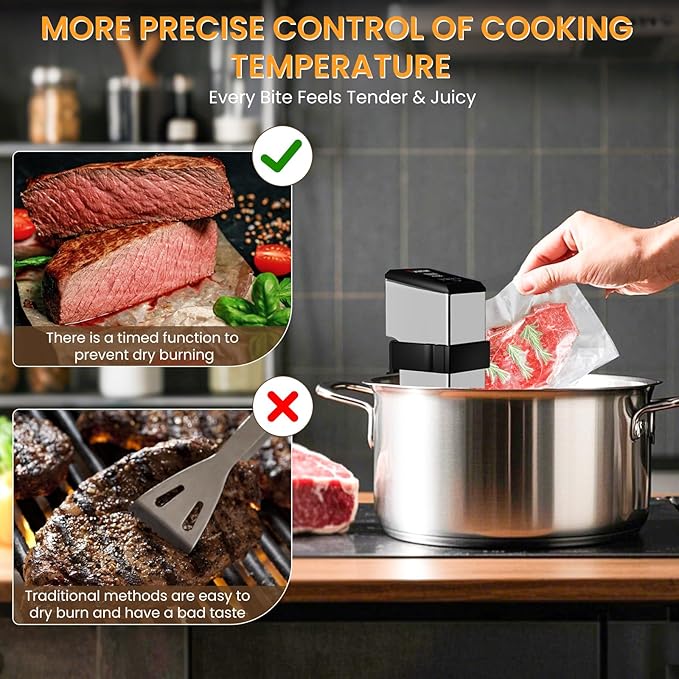 Commercial Sous Vide Machine for Restaurant, 1600W Sous Vide Cooker, 360° Immersion Circulator, 15dB Ultra-Quiet, IPX7 Waterproof, Powerful Pump Design, Accurate Temperature Control