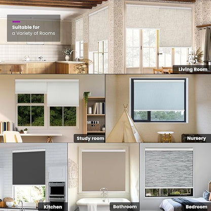 Astomi Motorized Roller Shades for Windows, Blackout Automatic Blinds with Remote, Smart Blinds, Voice Control, Compatible with Alexa, Google, Custom Size (Jacquard Coffee)