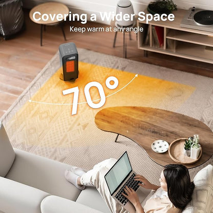 Space Heaters for Indoor Use, Smart Portable Electric Heater with Thermostat, WiFi and Voice Control, 12H Timer, 4 Modes, 36dB 1500W PTC Ceramic Safety Heat for Office Bedroom Home 1Pack Grey