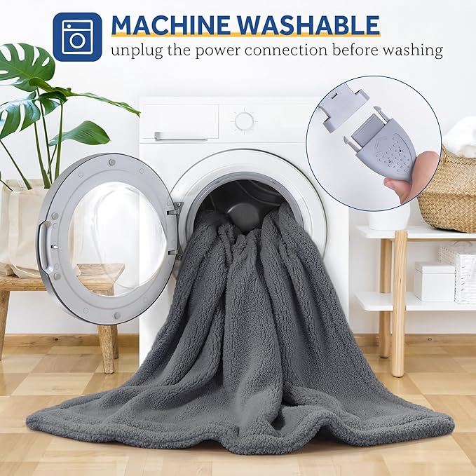 SEALY Electric Blanket King Size, Dual Control Soft Sherpa Heated Blanket with 10 Heating Levels & 1 to 12 Hours Auto-Off Settings Over-Heated Protection 90"x100" Machine Washable, Dark Grey