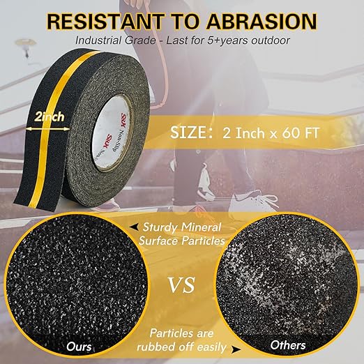 S&X Anti Slip Tape with Reflective Strip - 2 in x 60 FT Premium Grip Tape for Stairs Indoor & Outdoor Stair Tread Non-Slip High Visibility Strong Adhesive Traction Tape